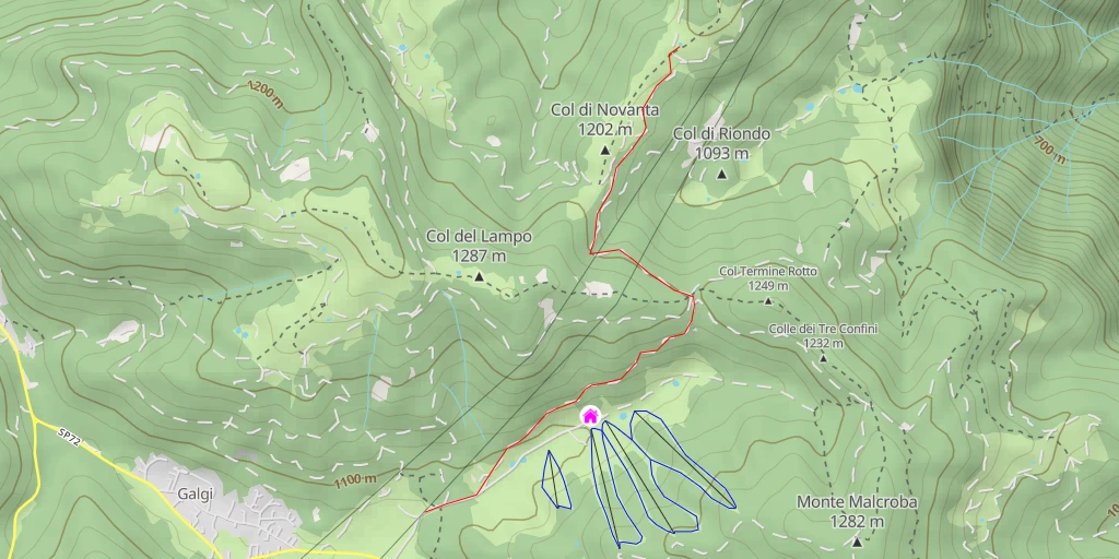 Map of the trail for Sentiero del Vù