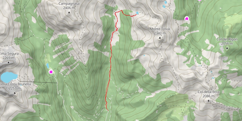 Carte de l'itinéraire :  Laghetto degli Asini