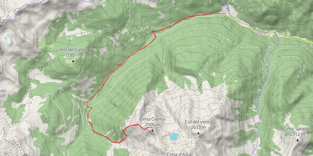 Carte de l'itinéraire :  Cima Corma