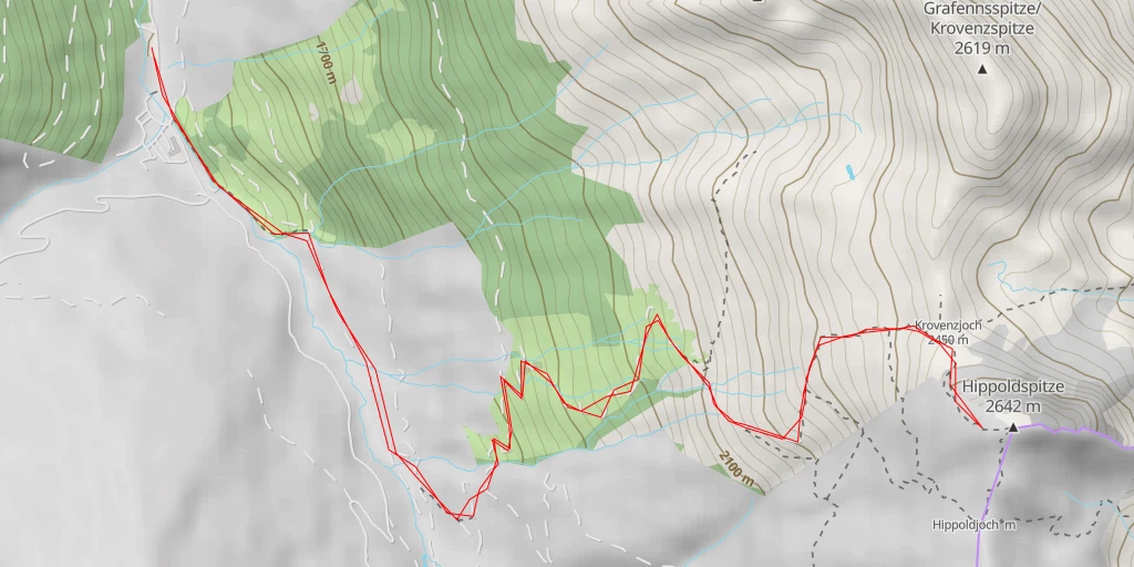 Map of the trail for Hippoldspitze