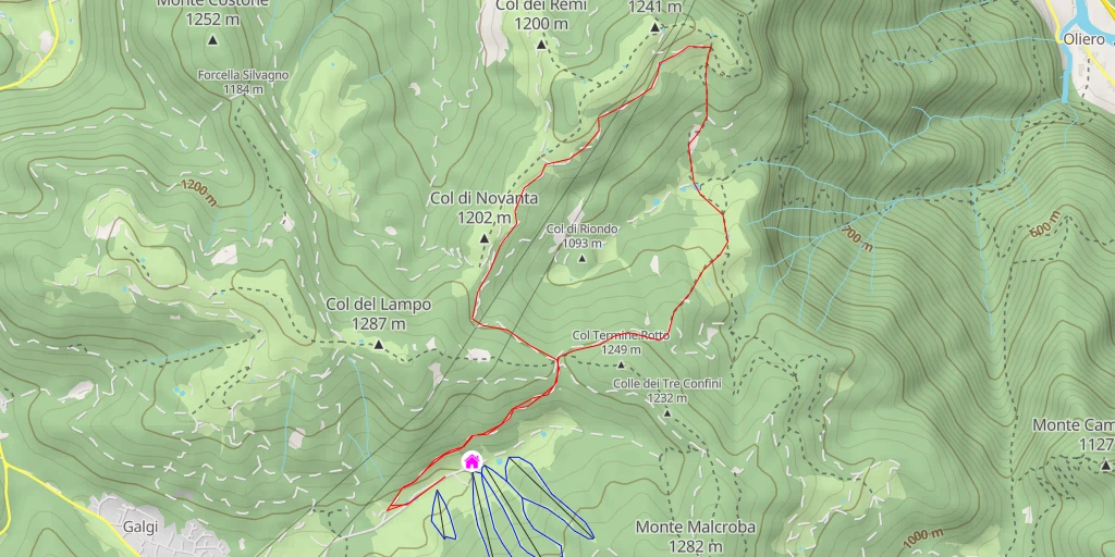 Map of the trail for Col d'Astiago - Sentiero del Vù