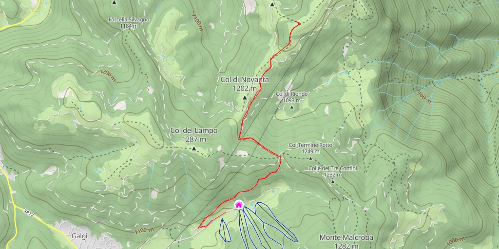 Map of the trail for Sentiero del Vù