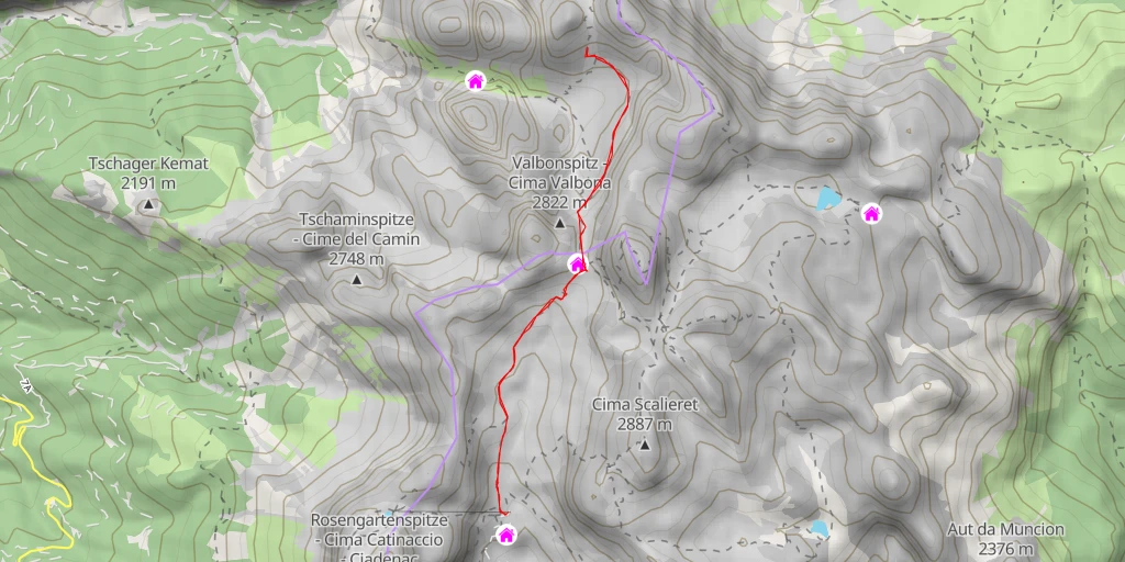 Map of the trail for Grasleitenspitze - Cima del Principe