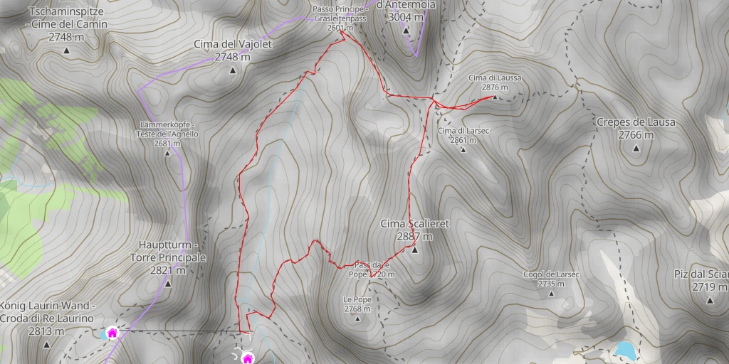 Map of the trail for Cima di Laussa