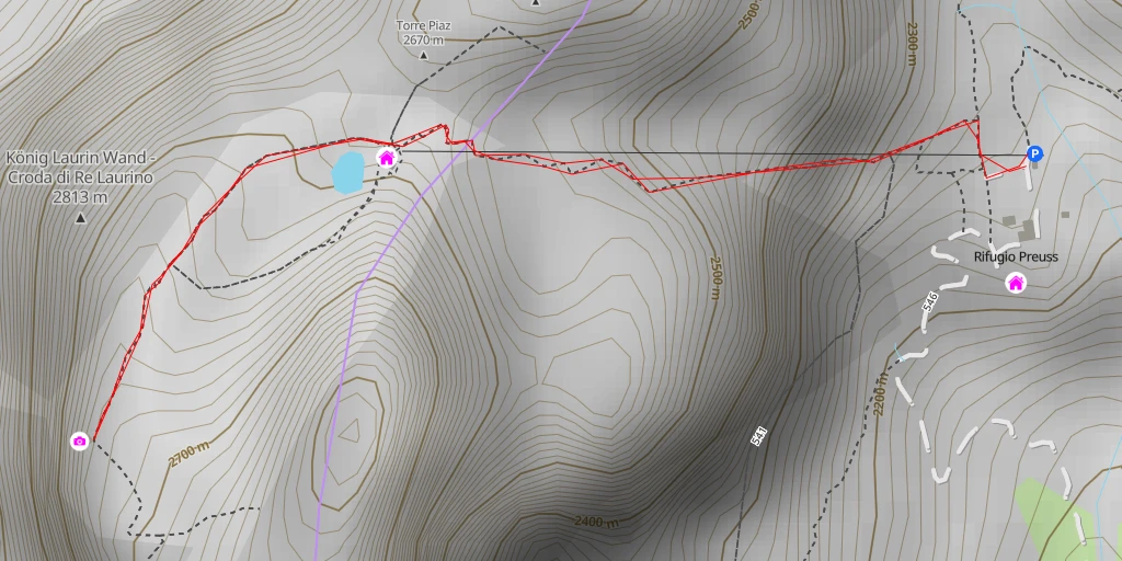 Map of the trail for Santnerpasshütte - Rifugio Passo Santner