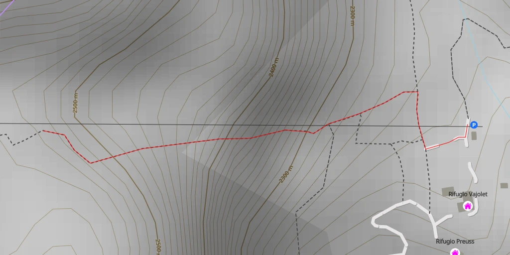 Map of the trail for Vajolet-Türme - Torri del Vajolet