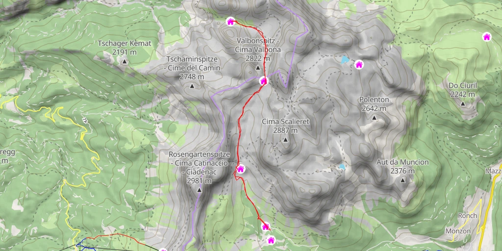 Map of the trail for Grasleitenhütte - Rifugio Bergamo