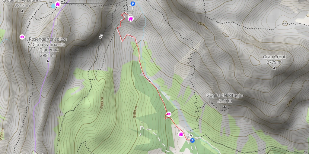 Map of the trail for Rifugio Preuss