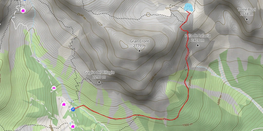 Carte de l'itinéraire :  Lago Secco