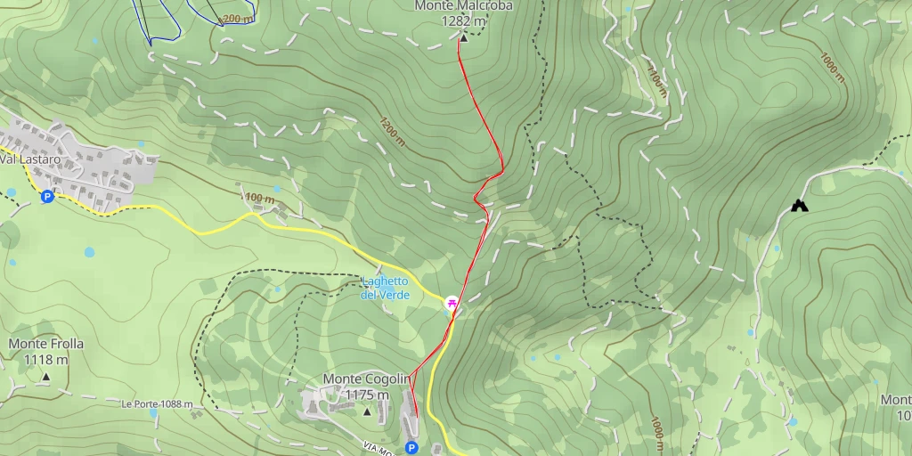 Map of the trail for Monte Malcroba