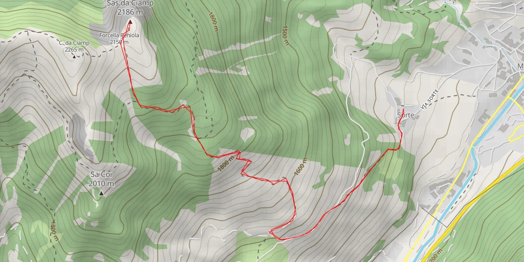 Carte de l'itinéraire :  Sas da Ciamp