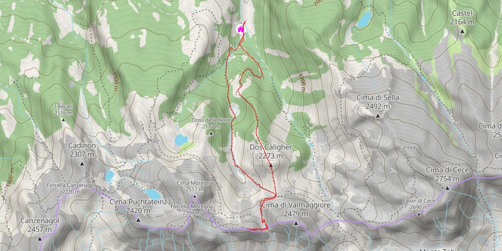 Carte de l'itinéraire :  Cima di Valbona