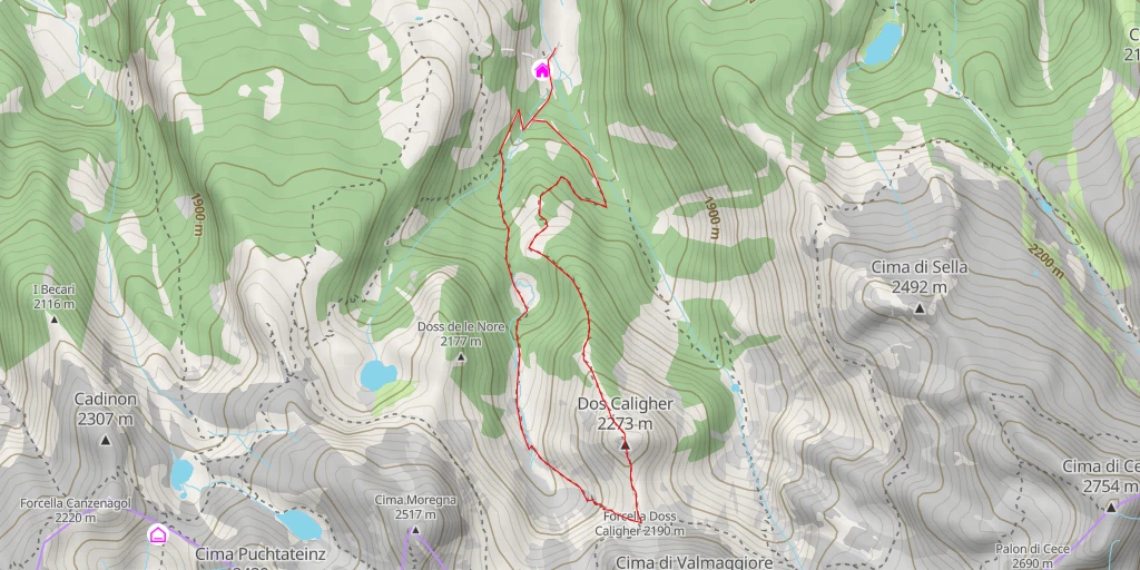 Map of the trail for Dos Calighèr