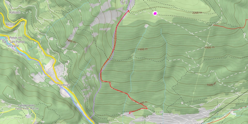 Carte de l'itinéraire :  Dlieja dl Crist - Urtijëi - St. Ulrich - Ortisei