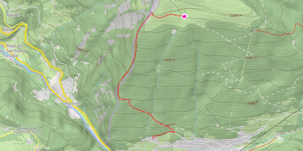 Map of the trail for Utia Resciesa - Schutzhütte Raschötz - Rifugio Resciesa