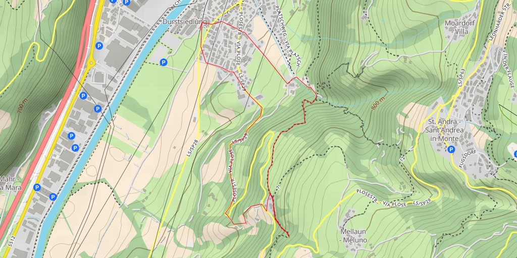 Map of the trail for Plosestraße - Via Plose - Plosestraße - Via Plose