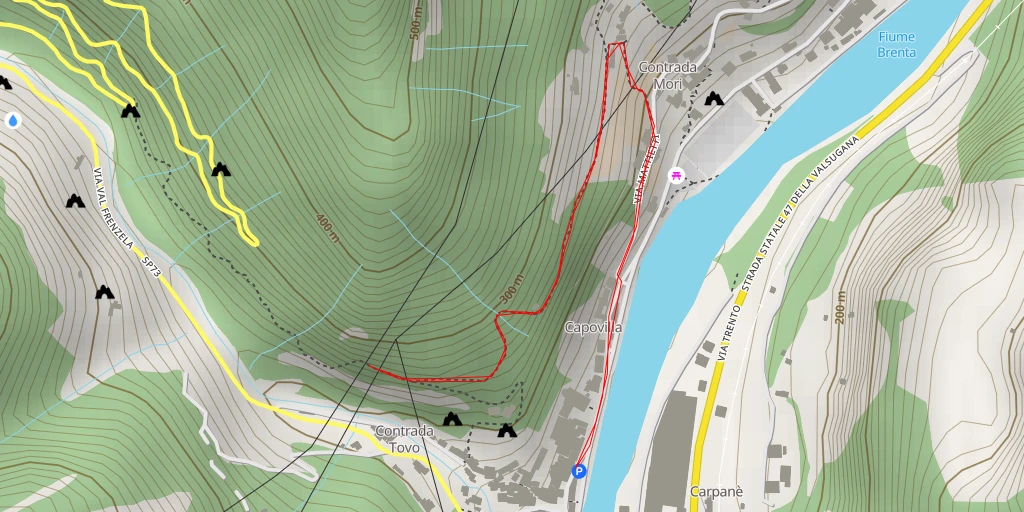 Map of the trail for Via Val Frenzela - Via Val Frenzela