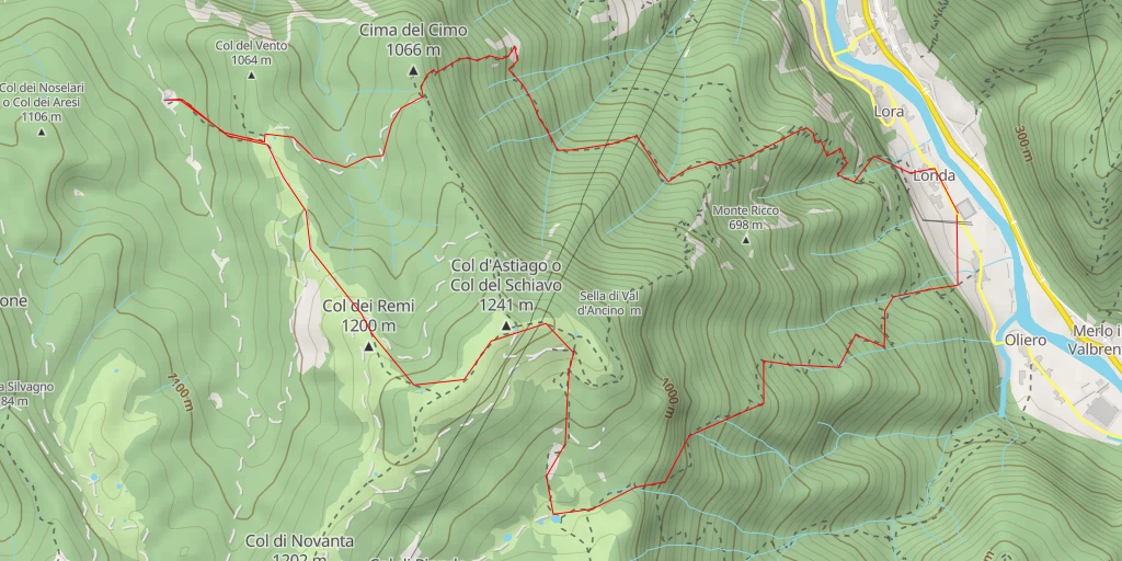 Map of the trail for Calà del Sasso