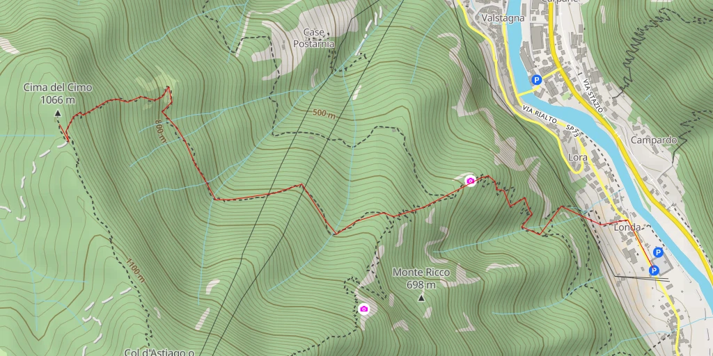 Map of the trail for Cima del Cimo