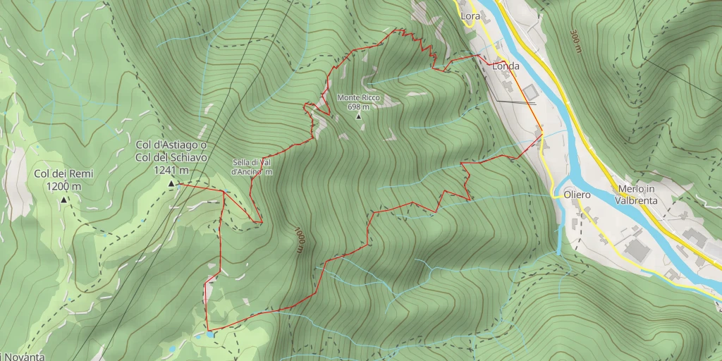 Map of the trail for Col d'Astiago