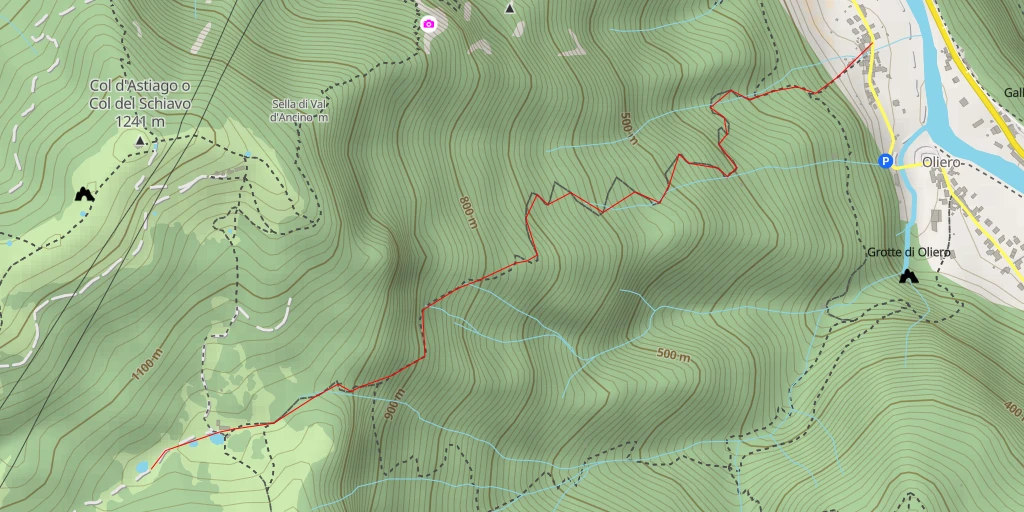 Map of the trail for Le Pozzette - Sentiero del Vu