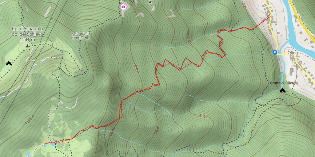 Map of the trail for Le Pozzette - Sentiero del Vu