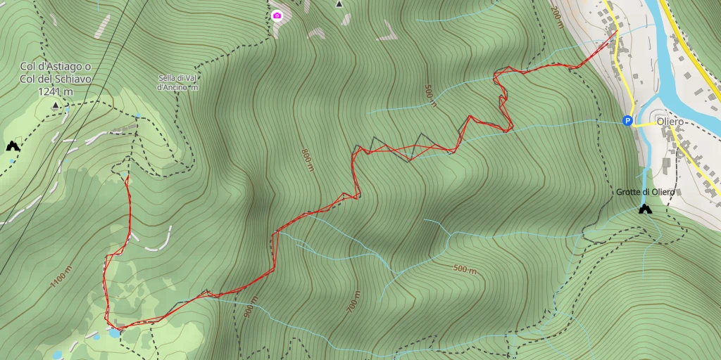 Map of the trail for Sentiero del Vu