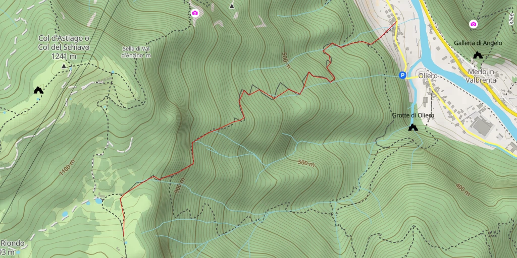 Map of the trail for Sentiero del Vu