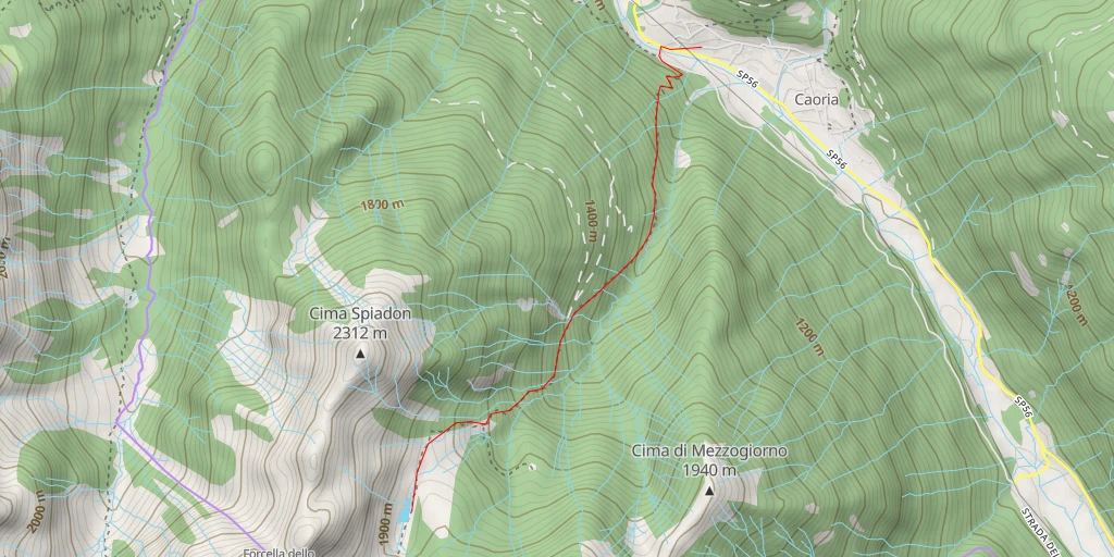 Map of the trail for Lago Reganel di sotto