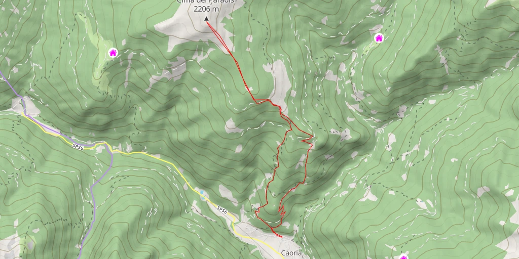 Map of the trail for Cima dei Paradisi