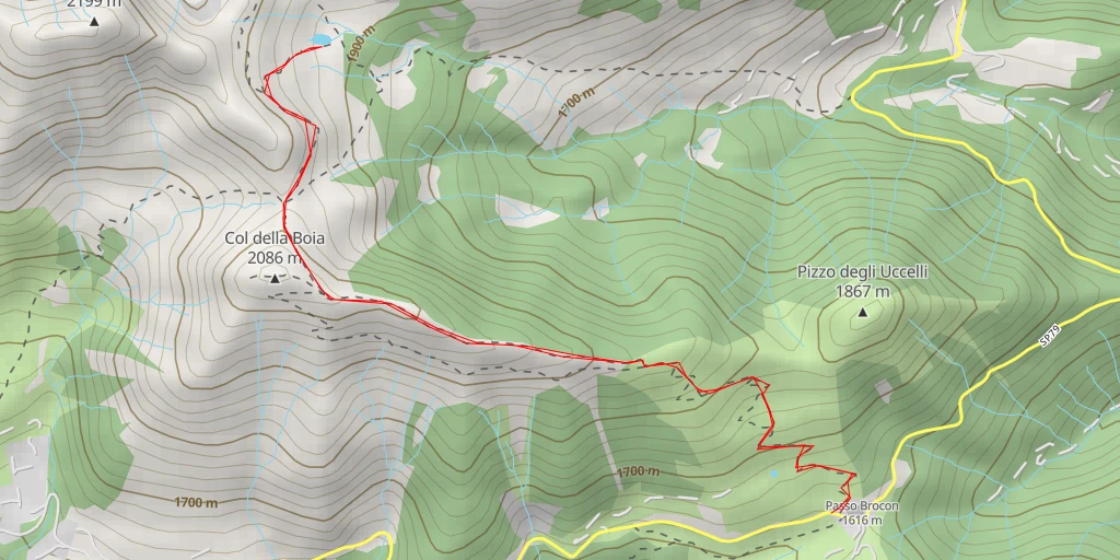 Map of the trail for Laghetto di Sternozzena