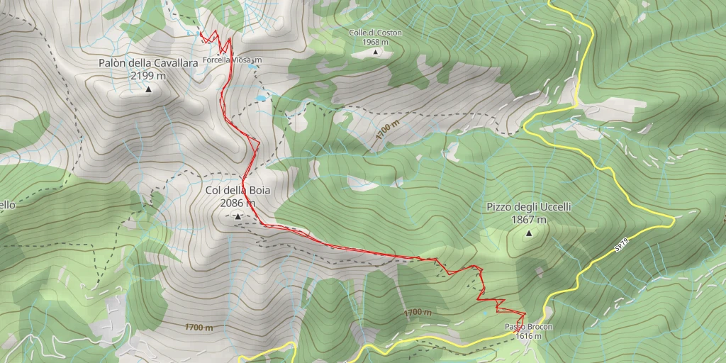 Carte de l'itinéraire :  Palon dela Cavallara - Strada forestale Viosa