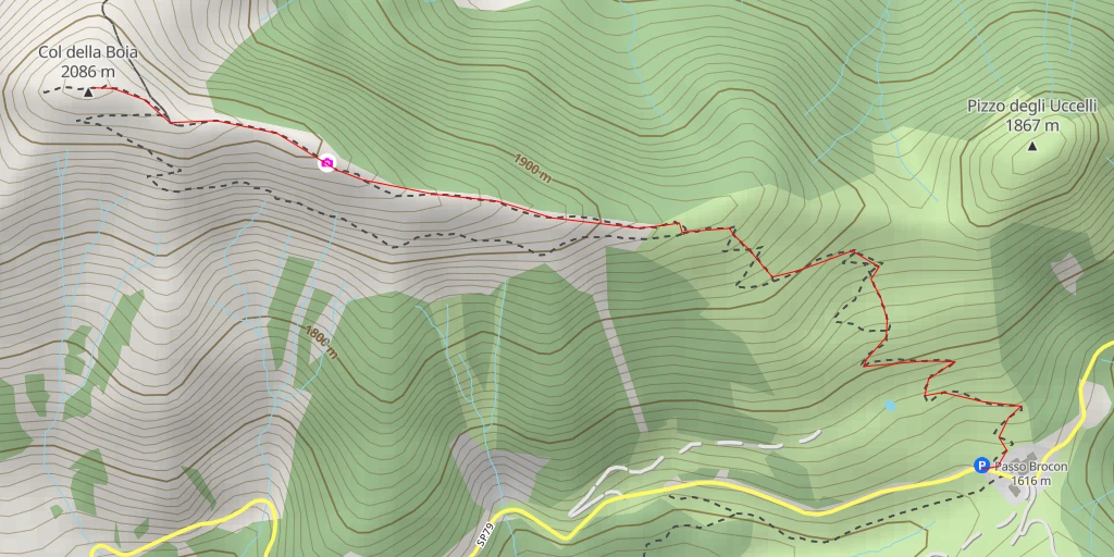 Map of the trail for Col della Boia