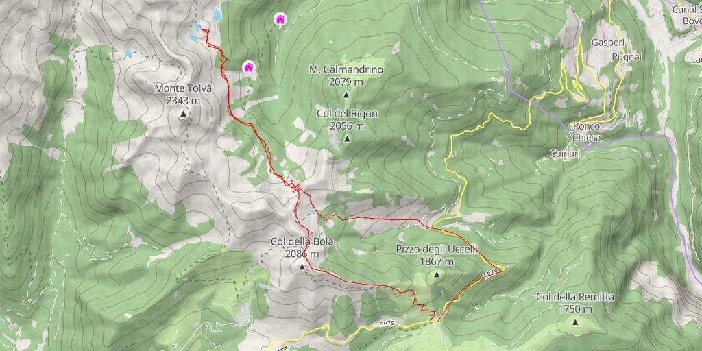 Map of the trail for Laghetti di Lastè