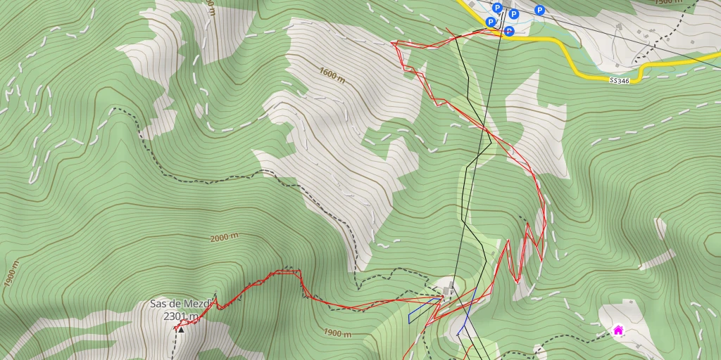 Map of the trail for Sas de Mezdì