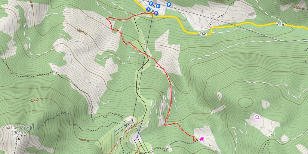 Carte de l'itinéraire :  Rifugio la Rezila