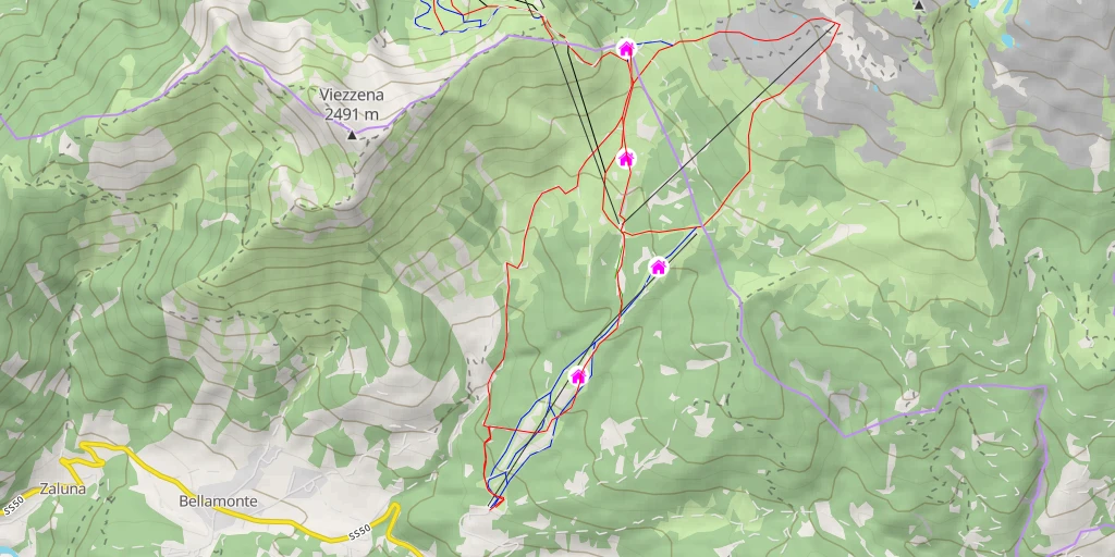 Carte de l'itinéraire :  Rifugio Passo Lusia