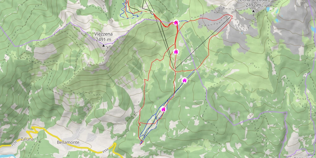 Map of the trail for Le Cune - Moena