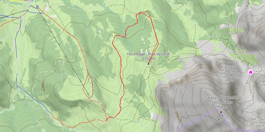 Map of the trail for Hochegge - Piza da Uridl