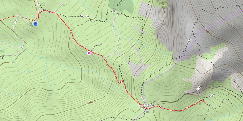 Map of the trail for Malga Sasso Piatto - 527 - Campitello di Fassa