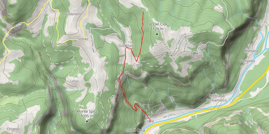 Map of the trail for Val di Mazzarigli