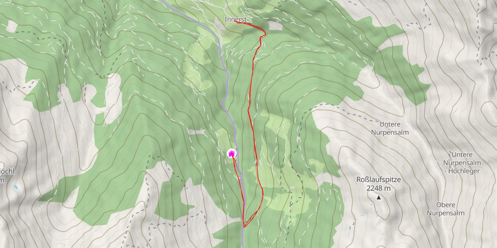 Map of the trail for Weertalhütte