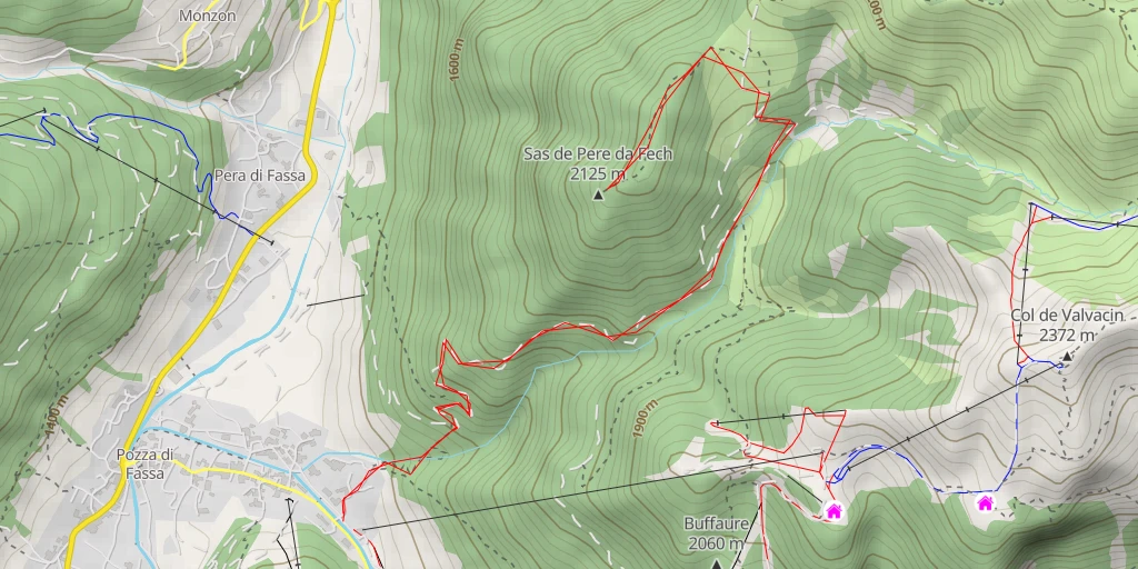 Map of the trail for Sas de Pere da Fech