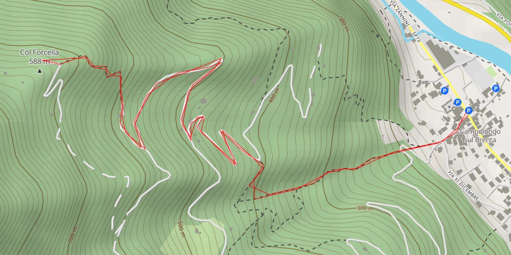 Map of the trail for Col Forcella