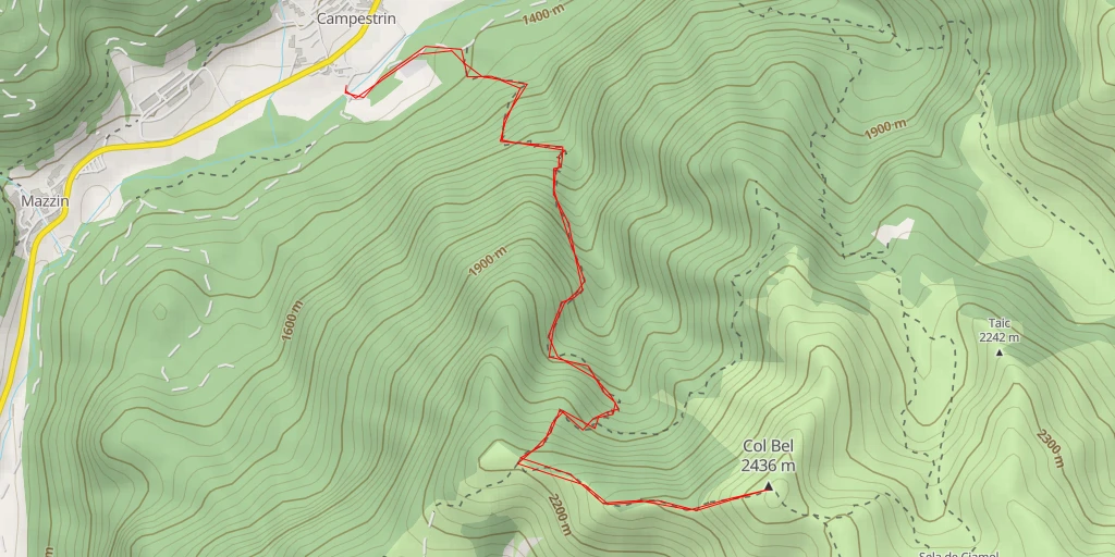 Map of the trail for Col Bel