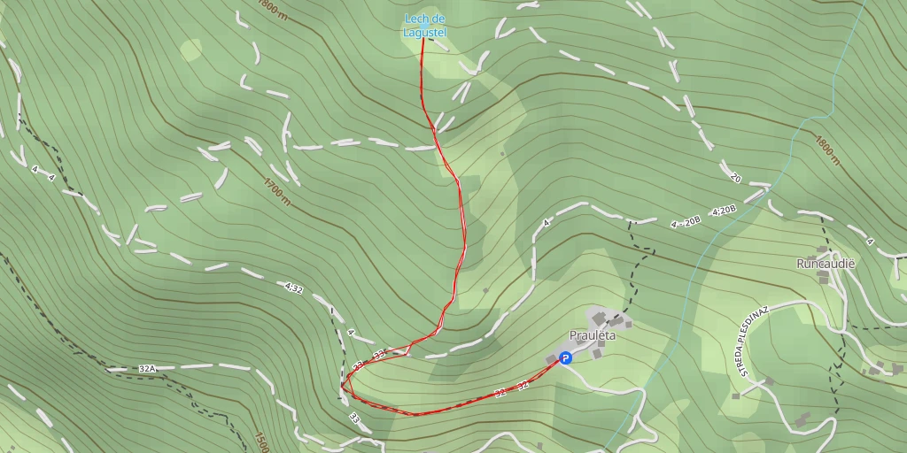 Map of the trail for Lech de Lagustel