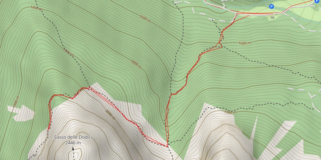 Carte de l'itinéraire :  Sasso delle Dodici