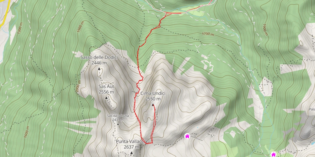 Carte de l'itinéraire :  Cima Undici