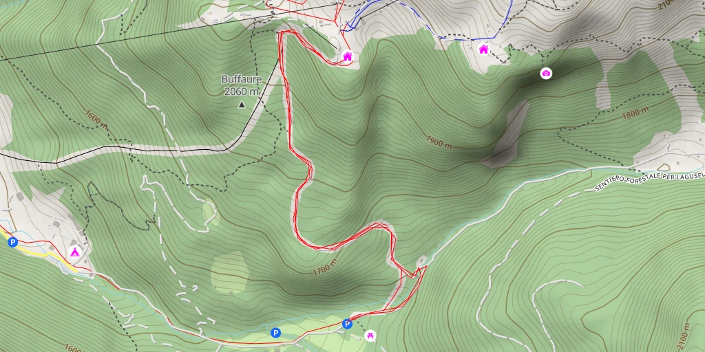 Map of the trail for Rifugio Buffaure