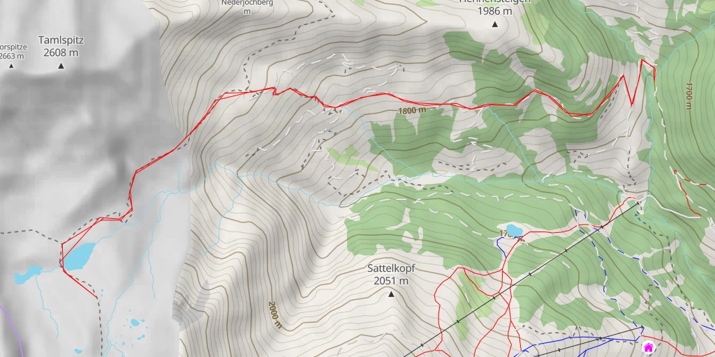 Map of the trail for TFW 027 - Torseen 2258m - Zirbenweg Wattener Lizum